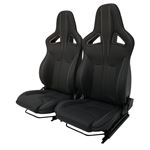 Elite Sports Seat Pair Heated XS Black Vinyl White Stitch - EXT340XSBVW - Exmoor